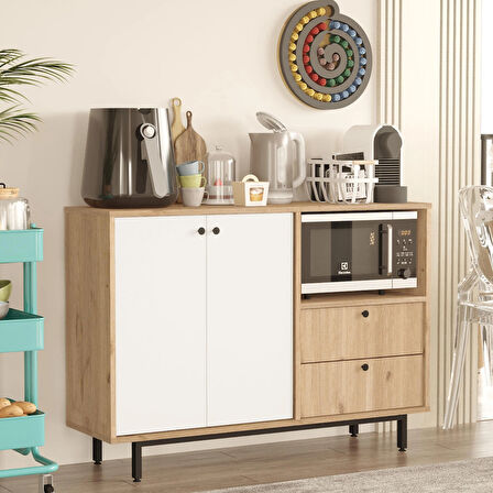 Robin Home Mocha Kahve Köşesi Çok Amaçlı Dolap Mutfak Dolabı Sepet-Beyaz 