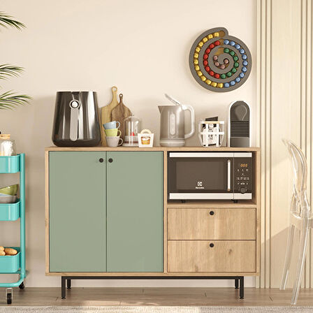 Robin Home Mocha Kahve Köşesi Çok Amaçlı Dolap Mutfak Dolabı Sepet-Ihlamur Yeşili 
