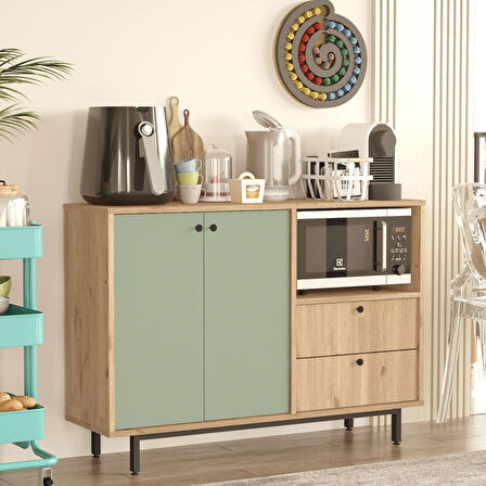 Robin Home Mocha Kahve Köşesi Çok Amaçlı Dolap Mutfak Dolabı Sepet-Ihlamur Yeşili 
