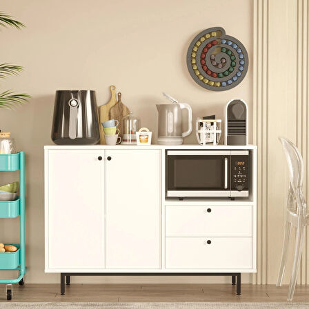 Robin Home Mocha Kahve Köşesi Çok Amaçlı Dolap Mutfak Dolabı Beyaz 