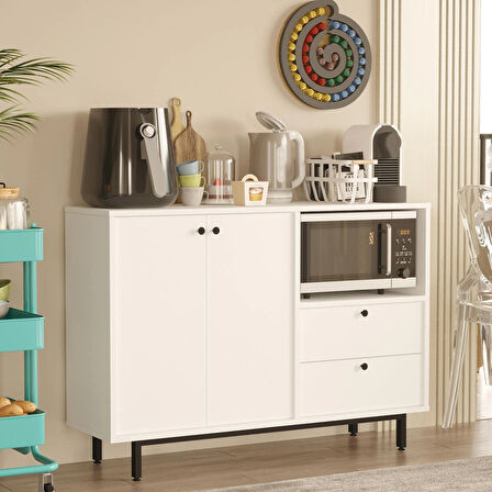 Robin Home Mocha Kahve Köşesi Çok Amaçlı Dolap Mutfak Dolabı Beyaz 