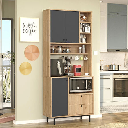 Robin Home Lounge Kahve Köşesi Çok Amaçlı Dolap Mutfak Dolabı Sepet-Antrasit 