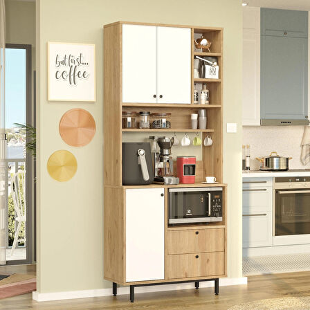 Robin Home Lounge Kahve Köşesi Çok Amaçlı Dolap Mutfak Dolabı Sepet-Beyaz 