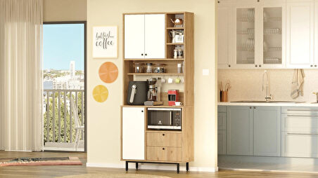 Robin Home Lounge Kahve Köşesi Çok Amaçlı Dolap Mutfak Dolabı Sepet-Beyaz 