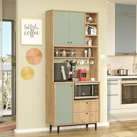 Robin Home Lounge Kahve Köşesi Çok Amaçlı Dolap Mutfak Dolabı Sepet-Ihlamur Yeşili 