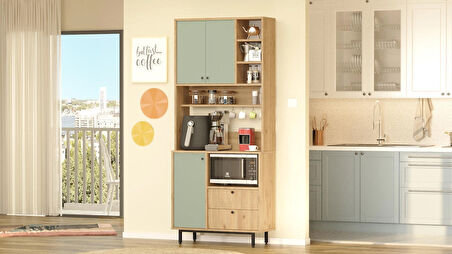 Robin Home Lounge Kahve Köşesi Çok Amaçlı Dolap Mutfak Dolabı Sepet-Ihlamur Yeşili 