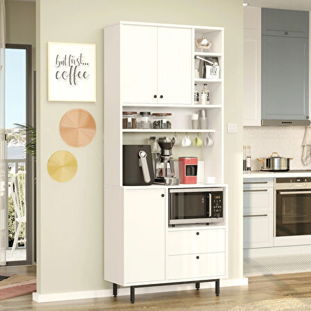 Robin Home Lounge Kahve Köşesi Çok Amaçlı Dolap Mutfak Dolabı Beyaz 