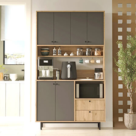 Robin Home Lounge Kahve Köşesi Çok Amaçlı Dolap Mutfak Dolabı Sepet-Antrasit