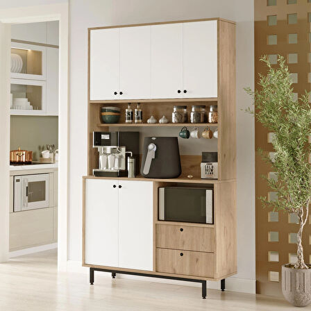 Robin Home Lounge Kahve Köşesi Çok Amaçlı Dolap Mutfak Dolabı Sepet-Beyaz 