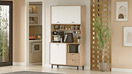 Robin Home Lounge Kahve Köşesi Çok Amaçlı Dolap Mutfak Dolabı Sepet-Beyaz 