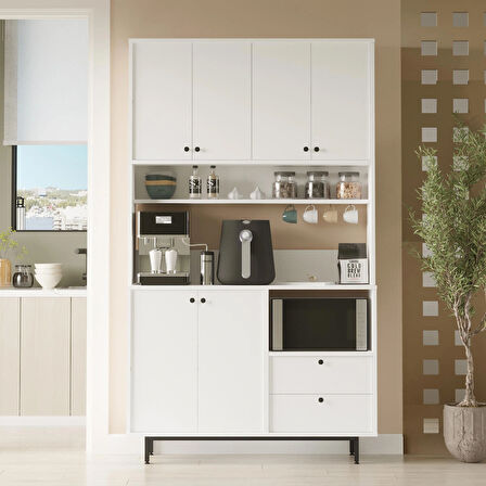 Robin Home Lounge Kahve Köşesi Çok Amaçlı Dolap Mutfak Dolabı Beyaz 
