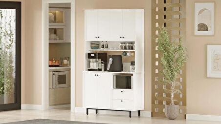 Robin Home Lounge Kahve Köşesi Çok Amaçlı Dolap Mutfak Dolabı Beyaz 
