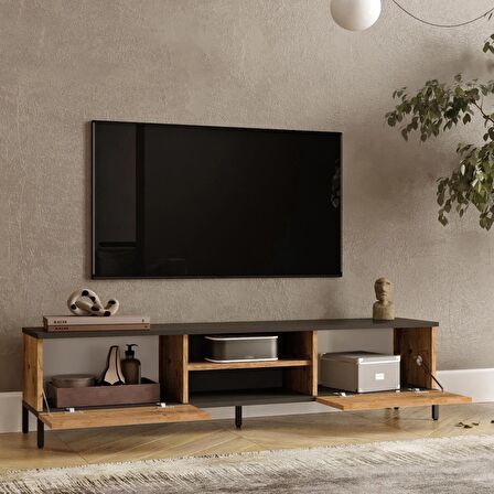 Robin Home Troya Serisi Tv Sehpası Tv Ünitesi Metal Ayaklı Çam