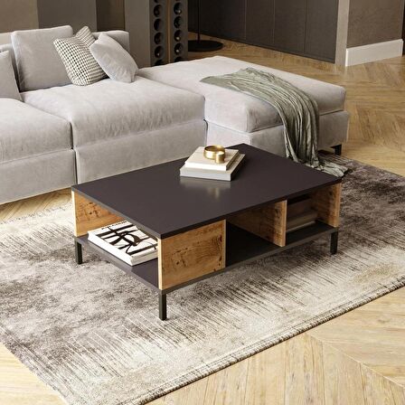 Robin Home Troya Serisi Tv Sehpası + Orta Sehpa Metal Ayaklı Çam