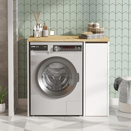 Robin Home Diana Çamaşır Makinesi Dolabı Çekmeceli Keçe-Beyaz 