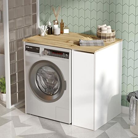 Robin Home Diana Çamaşır Makinesi Dolabı Çekmeceli Keçe-Beyaz 