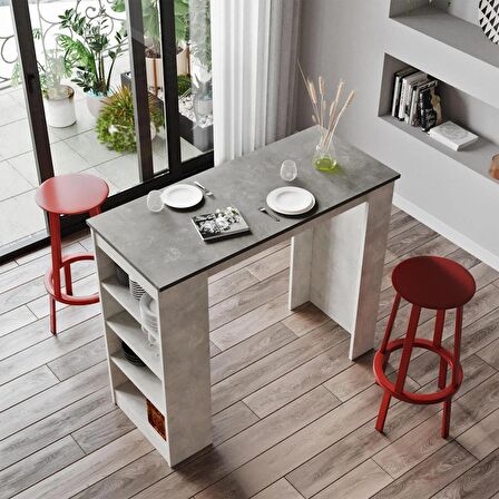 Robin Home Thales Bar Masası Mutfak Yemek Masası Beton-Taş ST1-GT