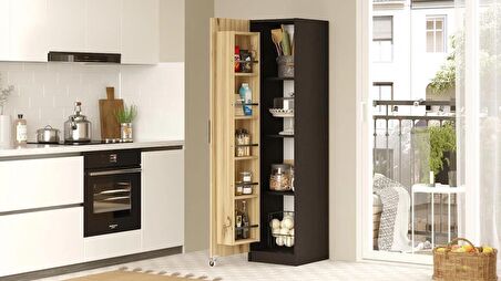 Robin Home Kelly Çok Amaçlı Dolap Kiler Dolabı Erzak Dolabı Keçe-Siyah 