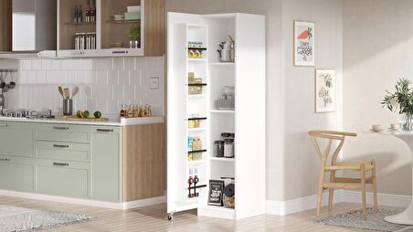 Robin Home Kelly Çok Amaçlı Dolap Kiler Dolabı Erzak Dolabı Beyaz 