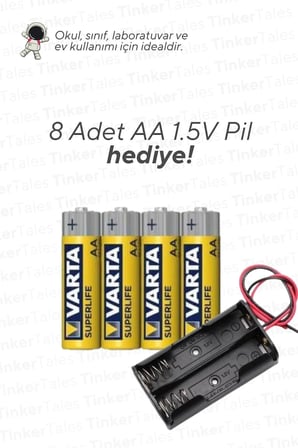 25 Adet 2'li Aa Kalem Pil Yuvası Kablolu Ile Uyumlu Stem Ve Meb Eğitimleri Için Uygun Arduino Uyumlu