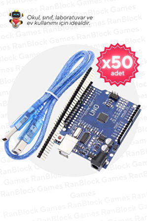 50'li Paket Arduino UNO R3 CH340 Programlanabilir Geliştirme Kartı - Okul ve Sınıflar için MEB Uyumlu