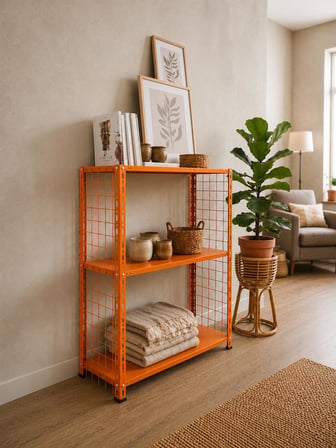 3 Katlı Renkli Tel Kafesli Dekoratif Çelik Raf - Çiçeklik rafı, Ofis Rafı 0,70 mm Yeşil-31x93 cm-100 cm