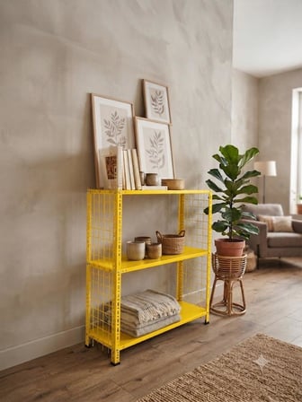 3 Katlı Renkli Tel Kafesli Dekoratif Çelik Raf - Çiçeklik rafı, Ofis Rafı 0,70 mm Yeşil-43x60 cm-50 cm