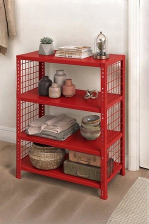 4 Katlı Renkli Tel Kafesli Dekoratif Çelik Raf - Çiçeklik rafı, Ofis Rafı 0,70 mm Yeşil-43x60 cm-200 cm