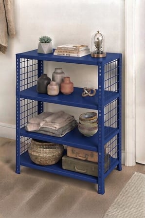 4 Katlı Renkli Tel Kafesli Dekoratif Çelik Raf - Çiçeklik rafı, Ofis Rafı 0,70 mm Kırmızı-59x93 cm-100 cm