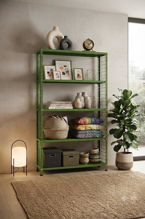 5 Katlı Renkli Dekoratif Çelik Raf - Çiçeklik rafı, Ofis Rafı 0,70 mm Siyah-31x75 cm-200 cm