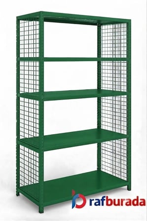 5 Katlı Renkli Dekoratif Çelik Raf - Çiçeklik rafı, Ofis Rafı 0,70 mm Siyah-31x75 cm-250 cm