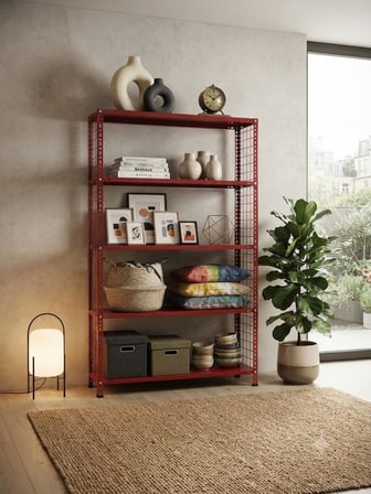 5 Katlı Renkli Dekoratif Çelik Raf - Çiçeklik rafı, Ofis Rafı 0,70 mm Turuncu-31x60 cm-100 cm