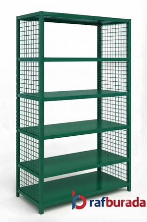 6 Katlı Renkli Tel Kafesli Dekoratif Çelik Raf - Çiçeklik rafı, Ofis Rafı 0,70 mm Kırmızı-59x60 cm-250 cm