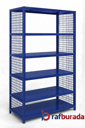 6 Katlı Renkli Tel Kafesli Dekoratif Çelik Raf - Çiçeklik rafı, Ofis Rafı 0,70 mm Turuncu-59x75 cm-100 cm