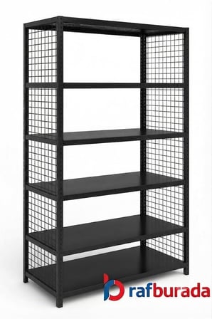 6 Katlı Renkli Tel Kafesli Dekoratif Çelik Raf - Çiçeklik rafı, Ofis Rafı 0,70 mm Turuncu-59x93 cm-150 cm