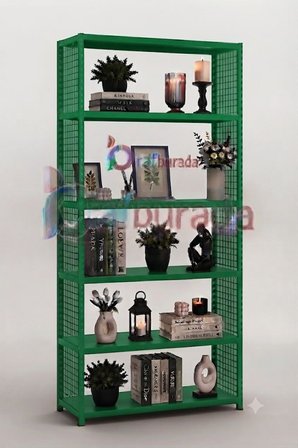 6 Katlı Renkli Tel Kafesli Dekoratif Çelik Raf - Çiçeklik rafı, Ofis Rafı 0,70 mm Sarı-59x75 cm-100 cm
