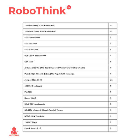 Arduino Uyumlu Robotik Kodlama Seti EK3 (Kutulu ve E-Kitaplı)