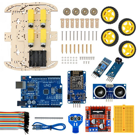 Arduino Uyumlu 4 Teker Robot Araba Kodlama Seti 4WD-WiFi (Kutulu ve E-Kitaplı)