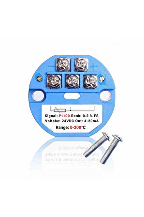 PT100 Sıcaklık Sensör Sinyali İçin 4-20mA Çevirici Transmitter Modül 0C / 200C DC 24V Rtd Termometr