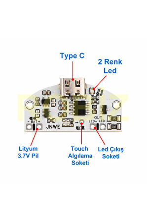 Type C Usb Besleme Dokunmatik Led Dimmer Modül 3.7V Lion Lityum Pil Şarj 3W Parlaklık Kontrol Anaht