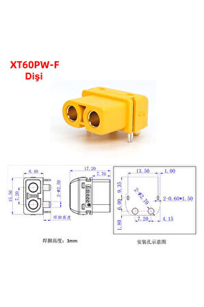XT60PW Erkek Dişi Konnektör Soket Çift Pcb Tip Lehimlenebilir Lityum LiPo Pil Akü Bağlantı Konnektö
