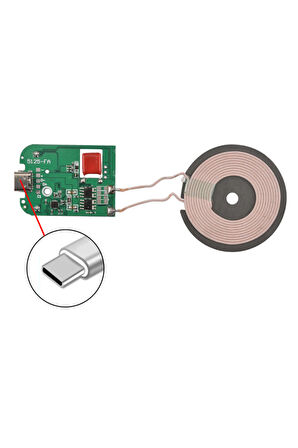 Kablosuz Şarj Modülü Type C 15W Qi 9V 1.5A Mobil Akıllı Telefon Oyuncak Pil Şarj Transmiter