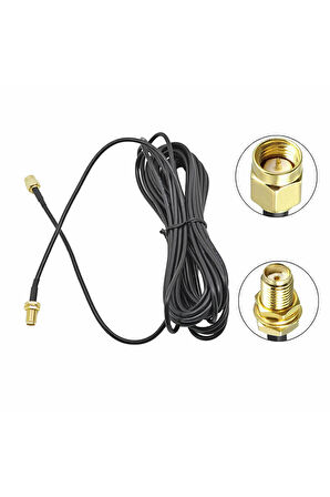 RG174 50 ohm Koaksiyel SMA Erkek Dişi 10 Metre Kablo RF Sinyal Uzatma Kablosu 0-6Ghz Koeksiyel