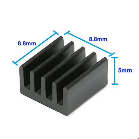 8.8mm x 8.8cm x 5mm Alüminyum Metal Soğutucu Blok Radyatör Amfi Led Entegre Transistor Vga Ram Memo