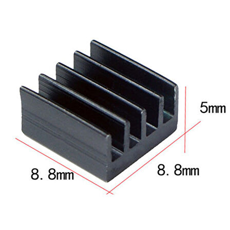 8.8mm x 8.8cm x 5mm Alüminyum Metal Soğutucu Blok Radyatör Amfi Led Entegre Transistor Vga Ram Memo