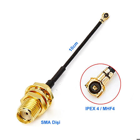 10cm Sma Dişi Ipex4 Mhf4 Rf Bağlantı Kablosu SMA Dişi Soket to Altın Kaplama Konnektör Koaksiyel Ka
