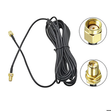 RG174 50 ohm Koaksiyel Rp Sma Erkek Rp Sma Dişi 3 Metre Kablo RF Sinyal Uzatma Kablosu 0-6Ghz Koaks