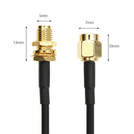 RG174 50 ohm Koaksiyel Rp Sma Erkek Rp Sma Dişi 3 Metre Kablo RF Sinyal Uzatma Kablosu 0-6Ghz Koaks