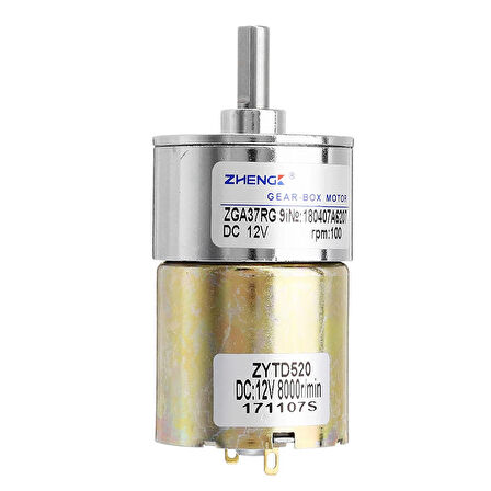 ZGA37RG 12V 37mm 100Rpm Redüktörlü DC Motor Metal Dişli Yüksek Tork Kuvvet Robot Oyuncak RC Araba