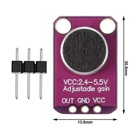 MAX4466 Amplikatörlü Analog Elektet Mikrofon Sensör Ayarlanabilir Kazanç Kontrol Ses Algılayıcı Mod